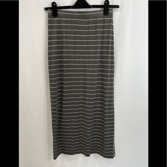 Club Monaco Gray & White Striped Maxi Skirt - Picture 1 of 5